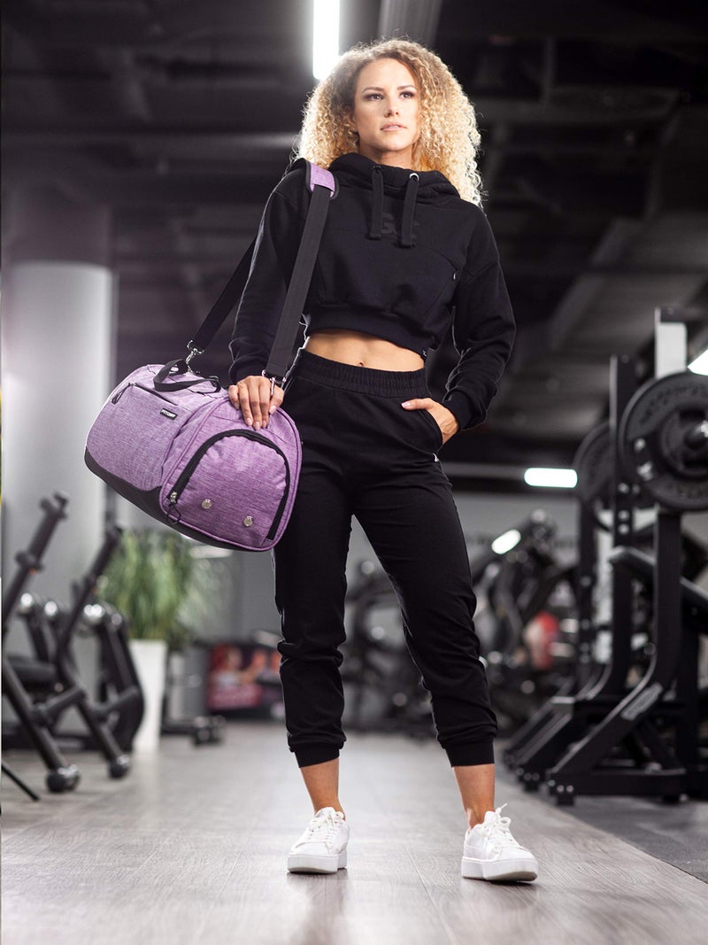 FitgriffÂ® Gym Bag for Men & Women with Shoe & Wet Compartment - Duffle Bag for Travel, Sports, Fitness & Workout (Purple, 19 x 10 x 10â€³ (Small)) - Image 5